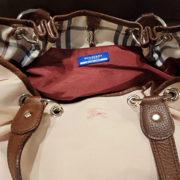 Burberry Blue Label Leather & Canvas Shoulder Bag w/ Stud accents - Picture 7 of 7